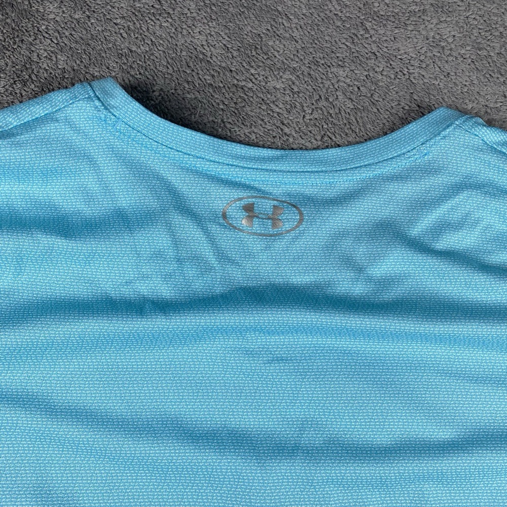 Under Armour Tech Short Sleeve V-Neck Loose Heatgear T-Shirt Womens Large Blue - Picture 13 of 16